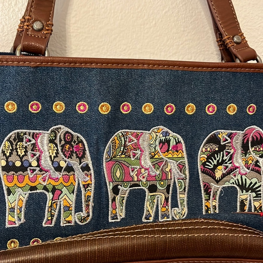 SAKROOTS Denim with Elephants Embroidery, Medium.
